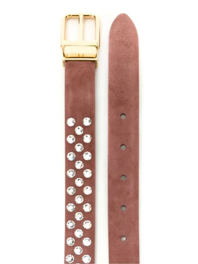 Shop Dolce & Gabbana Crystal-embellished Buckled Belt In Pink