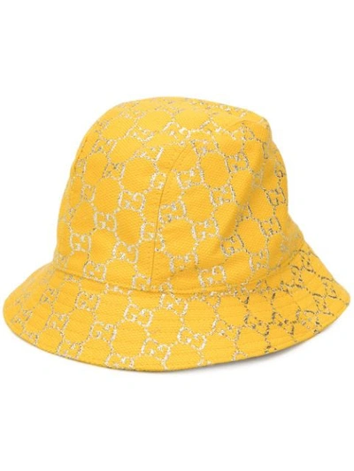 Shop Gucci Gg Lamé Bucket Hat In Yellow