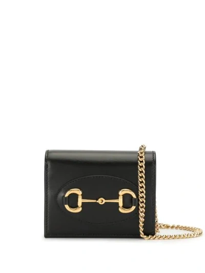 Shop Gucci Horsebit Chain Wallet In Black