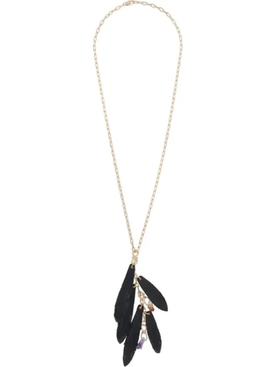 Shop Dsquared2 Feather Pendant Necklace In Black