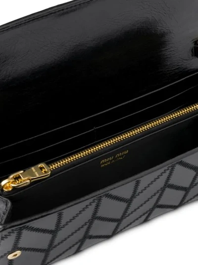 Shop Miu Miu Tonal Stitching Wallet On Chain In Black