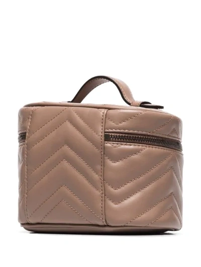Shop Gucci Mini Marmont Quilted Leather Beauty Case In Neutrals