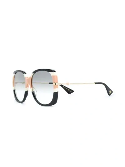 Shop Gucci Block Stripe Square Sunglasses In Black