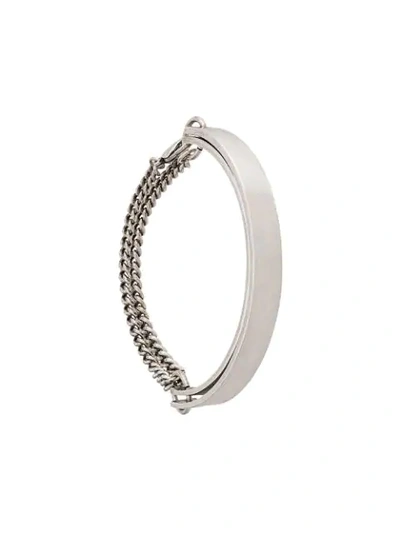 Shop Saint Laurent Double Plaque Chain Bracelet In Silver