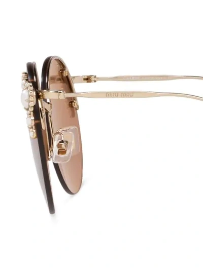 Shop Miu Miu Manière Round-frame Sunglasses In Brown