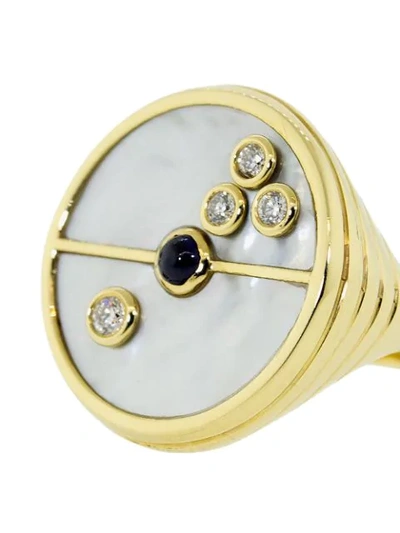 Shop Retrouvai 14kt Yellow Gold Compass Signet Ring In Ylwgold