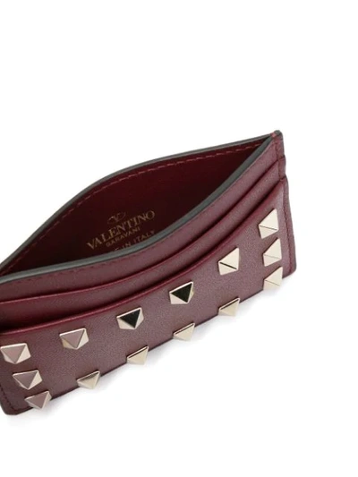 Shop Valentino Rockstud Leather Cardholder In Purple