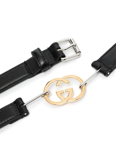 Shop Gucci Interlocking Gg Leather Belt In Black