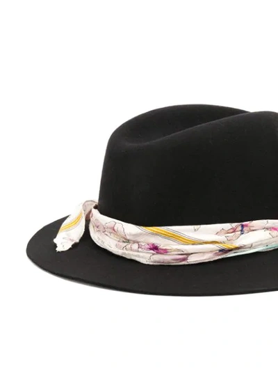 Forte Forte Floral Ribbon Felt Fedora In Black