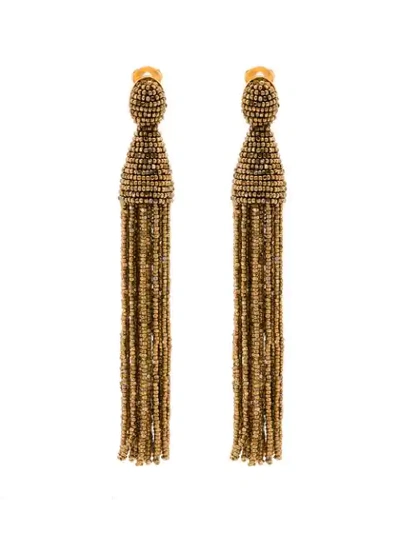 Shop Oscar De La Renta Champagne Gold-tone Tassel Earrings