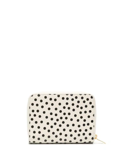 Shop Saint Laurent Polka Dot Zip-around Wallet In Neutrals