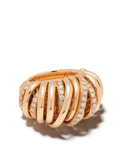 Shop De Grisogono 18kt Rose Gold Coil Diamond Ring