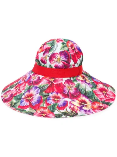 Shop Dolce & Gabbana Wide Brim Sun Hat In Red
