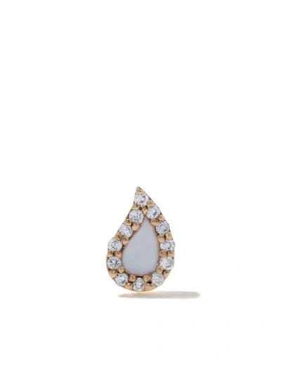 Shop Alison Lou 14kt Yellow Gold Enamel Diamond Drop Stud Earring In White