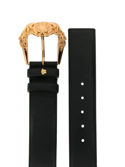 Shop Versace Gold-tone Buckle Belt In Black