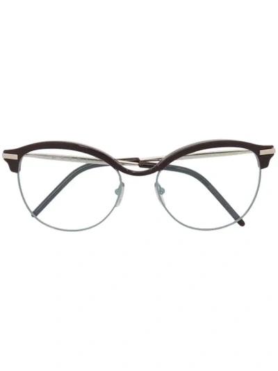 Shop Marni Eyewear Wayfarer Clear-lens Glasses In Red