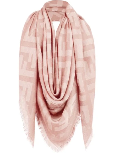 Shop Fendi Ff Monogram Jacquard Shawl In Pink