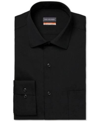 Shop Van Heusen Men's Stain Shield Regular Fit Dress Shirt In Black