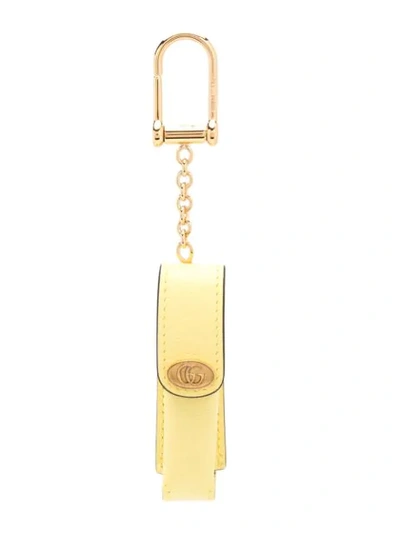 Shop Gucci Lipstick Case Keyring In Yellow