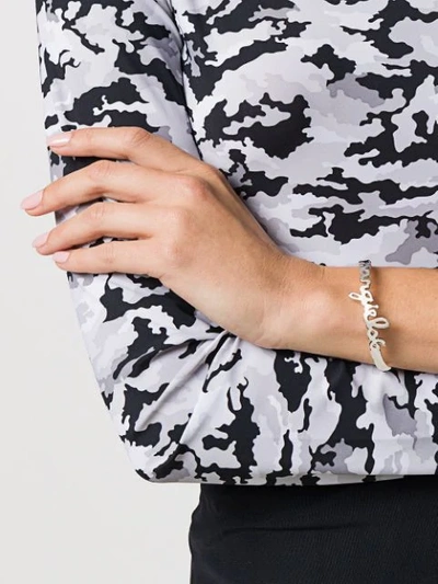 Shop Mm6 Maison Margiela Lettering Logo Cuff Bracelet In Silver