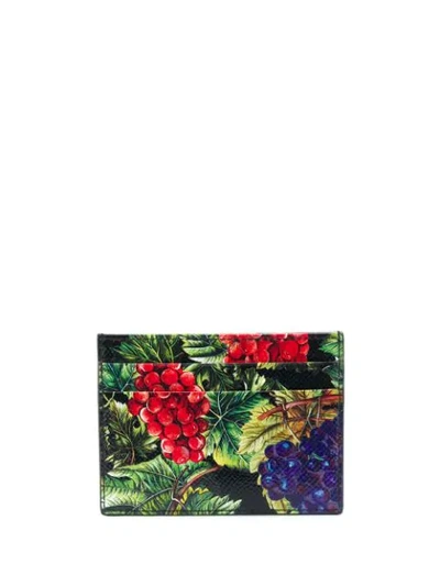 Shop Dolce & Gabbana Grape Print Cardholder In Green