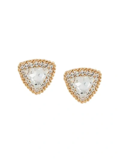 Shop Alessandra Rich Large Crystal Clip-on Earrings In Gold