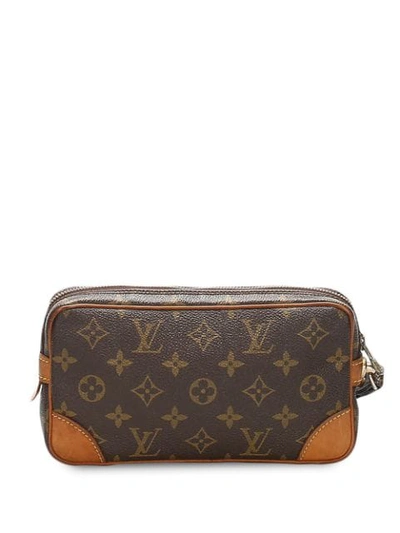 Pre-owned Louis Vuitton 1986 Marly Dragonne Pm Pouch In Brown