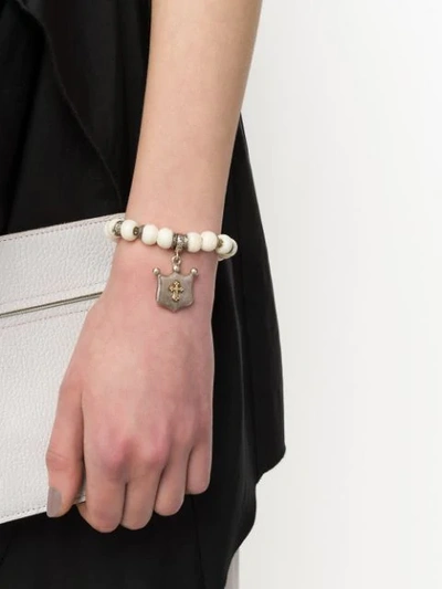 Shop Loree Rodkin Beaded Pendant Bracelet In Silver Gold