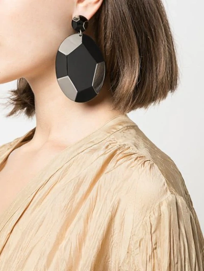 Shop Josie Natori Deco Clip-on Earrings In Black