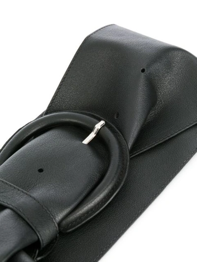 Shop Msgm Sash Leather Belt In Black