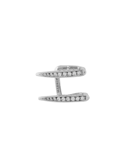 Shop Alan Crocetti Crystal-encrusted Ear Cuff In Silver