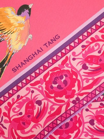 Shop Shanghai Tang Magnolia Peony Bird-print Silk Scarf In Pink