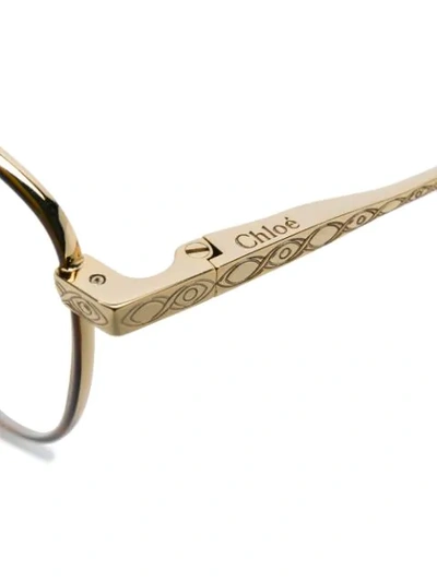 Shop Chloé Cat-eye Frame Tortoiseshell Detail Glasses In Gold