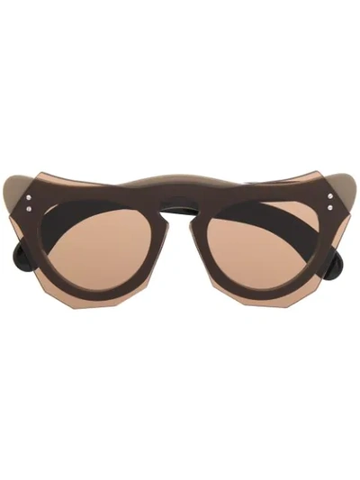 Shop Marni Eyewear Geometric-frame Sunglasses In Brown