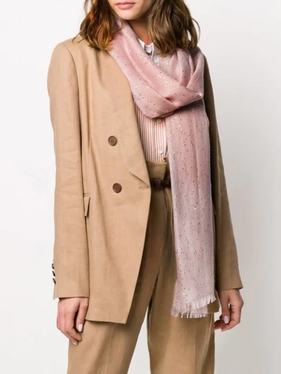 Shop Brunello Cucinelli Long Sequinned Scarf In Pink