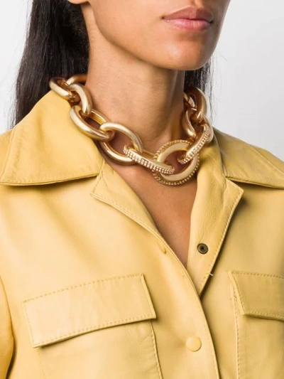 Shop Marni Crystal-embellished Link Chain Necklace In Metallic