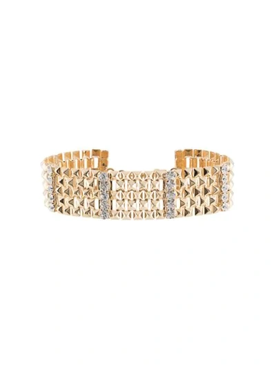 Shop Alessandra Rich Crystal-embellished Pyramid Stud Choker In Gold