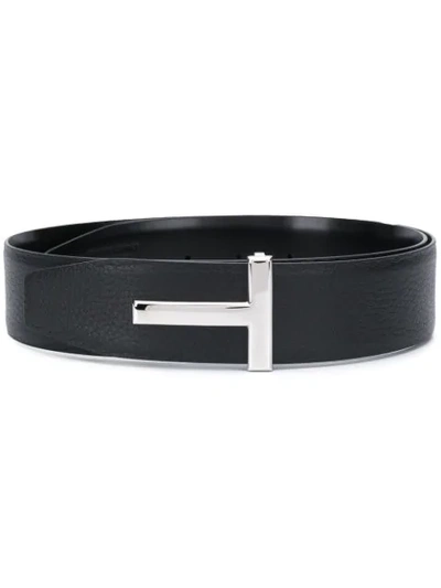 Shop Tom Ford T-buckle Leather Belt In Black