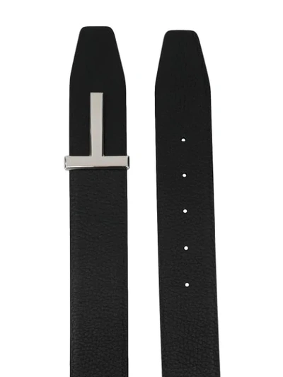 Shop Tom Ford T-buckle Leather Belt In Black
