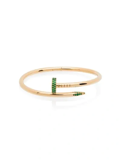 Shop Mad Paris Customised Cartier Juste Un Clou 18kt Gold Emerald Bracelet