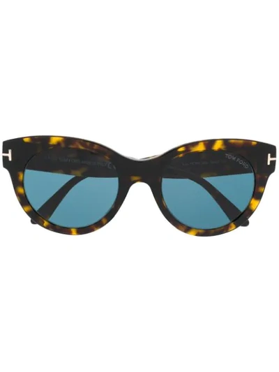 Shop Tom Ford Lou Soft-round Frame Sunglasses In Brown