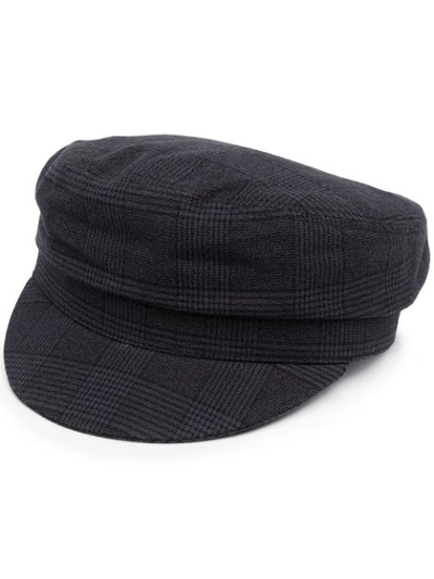 Shop Isabel Marant Check-print Cotton Beret In Blue