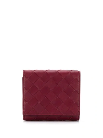 Shop Bottega Veneta Intrecciato Weave French Wallet In Red