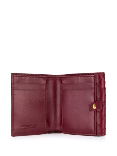 Shop Bottega Veneta Intrecciato Weave French Wallet In Red