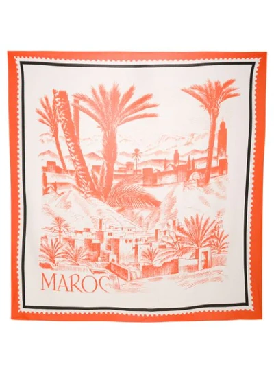 Shop Andrea Marques Silk Printed Scarf In Neutrals