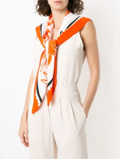 Shop Andrea Marques Silk Printed Scarf In Neutrals