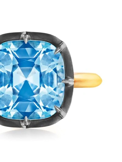 Shop Fred Leighton 18kt Yellow Gold And Oxidised Sterling Silver Signed  Old Cushion Cut Blue Topaz Ring