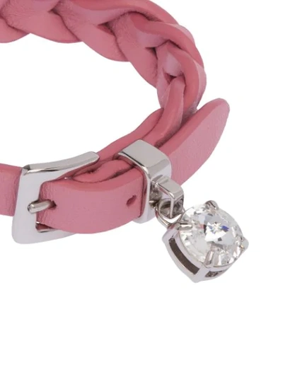 Miu Miu Woven Nappa Leather Bracelet In Pink
