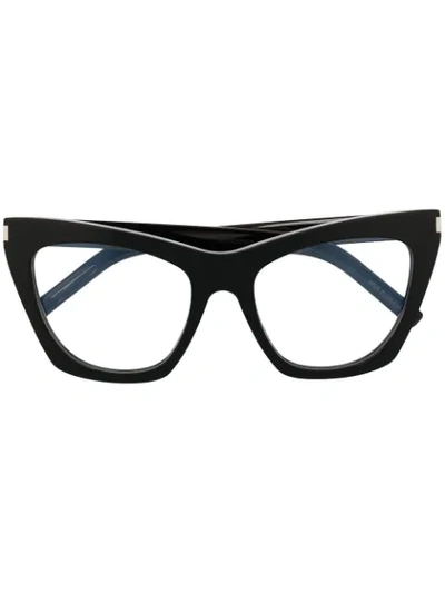 Shop Saint Laurent Kate Cat-eye Glasses In Black