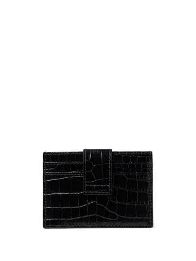 Shop Jimmy Choo Encrusted Buckle Patterned Wallet In Black